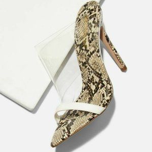 Shoe Dazzle Cerelia Heels Snakeskin Clear Size 6